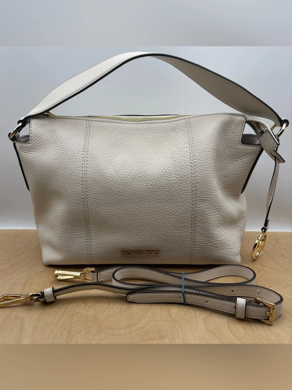 Michael Kors white pebbled